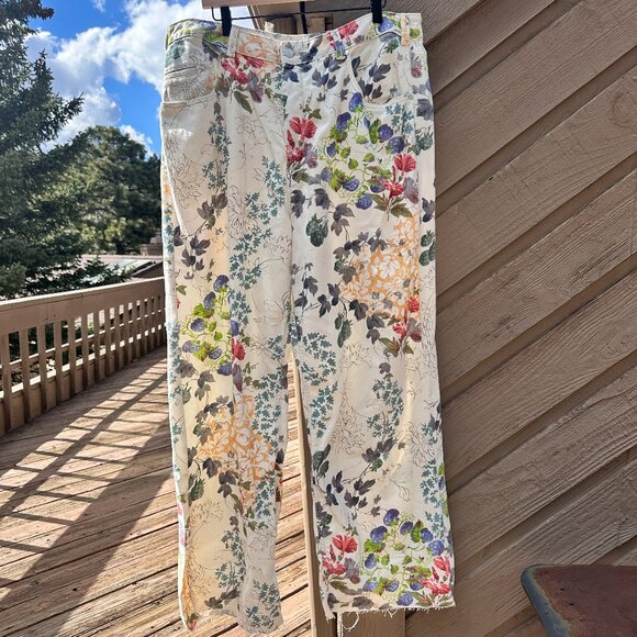 Pilcro and the Letterpress Denim - Anthro Pilcro & the Letterpress White Floral Denim 34T